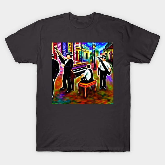 Musicians Playing In The French Quarter Of New Orleans T-Shirt by Musical Art By Andrew